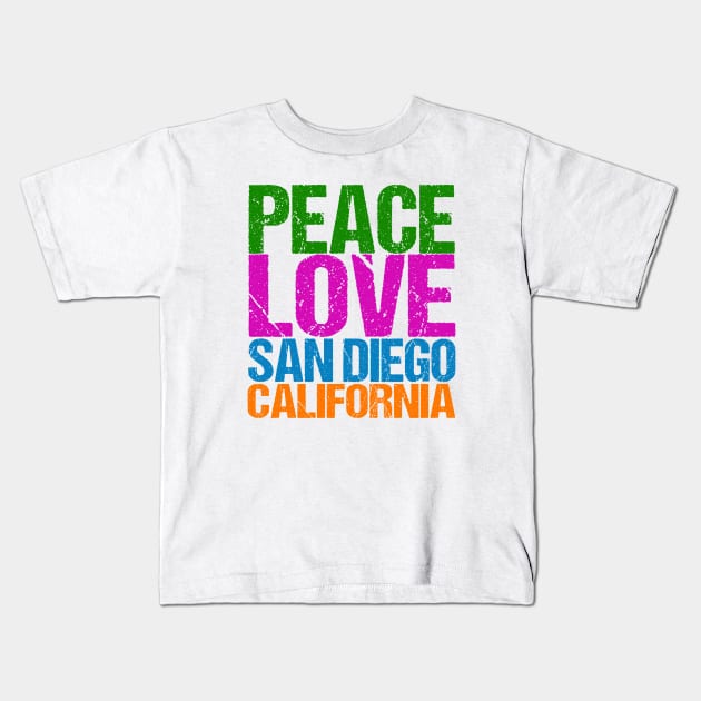 Peace Love San Diego Kids T-Shirt by epiclovedesigns